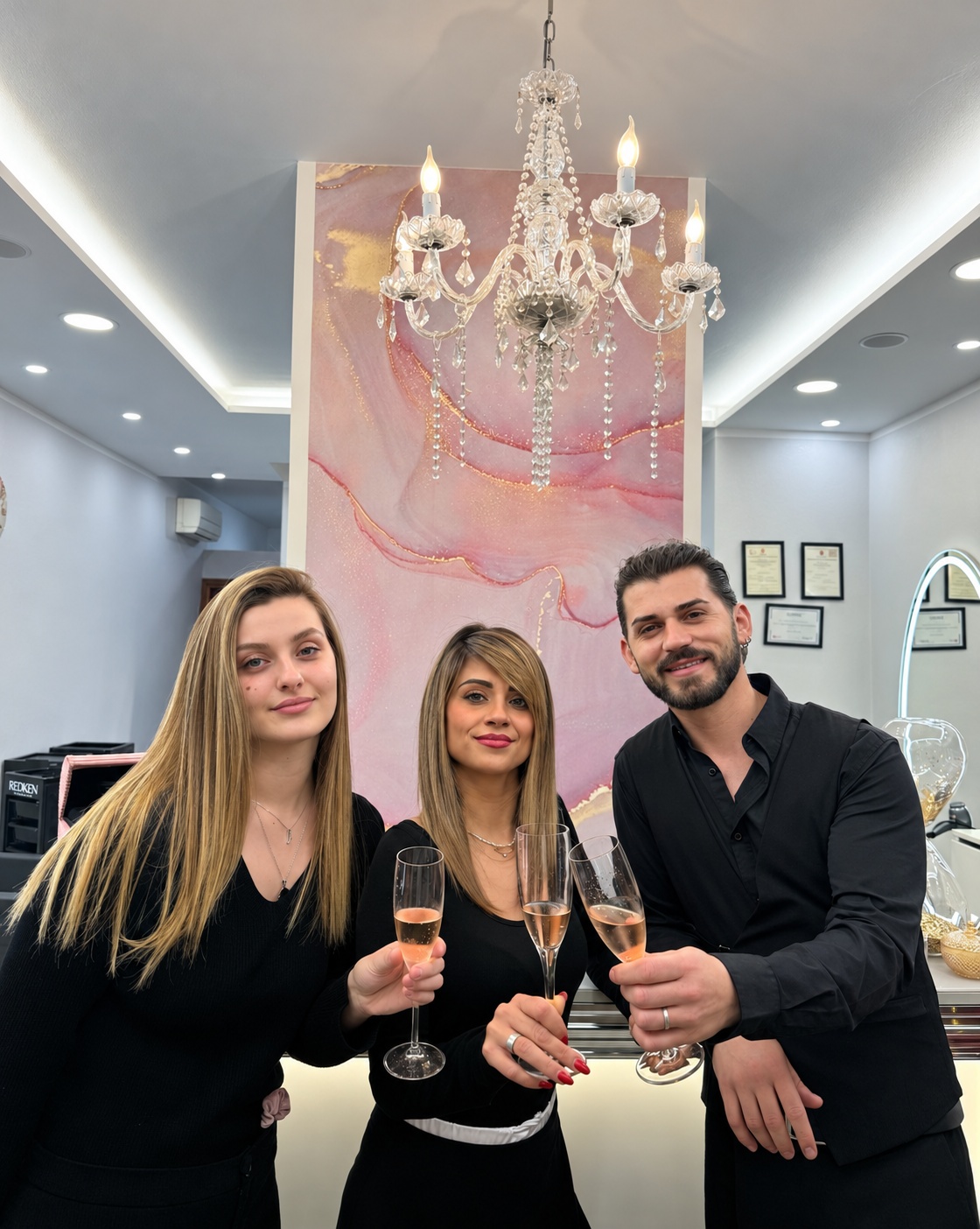 Il team completo di Giuèl nel salone